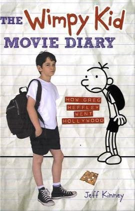 "Diary of a Wimpy Kid book cover featuring cartoon boy on a movie set."