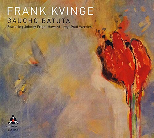 "Album cover with abstract painting, red and white figure, and artist's name."