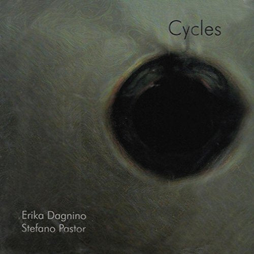 "CD cover with dark hole on grey background, titled 'Cycles' with artist names."