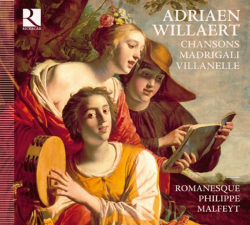 "CD cover featuring a Renaissance painting of three women singing and playing instruments."