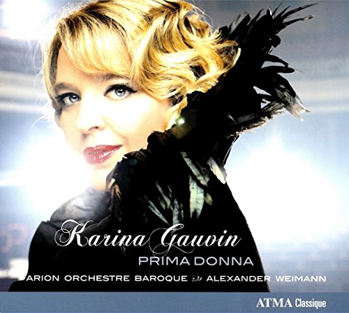 CD cover featuring a blonde woman in a black feathered dress, with text overlay.