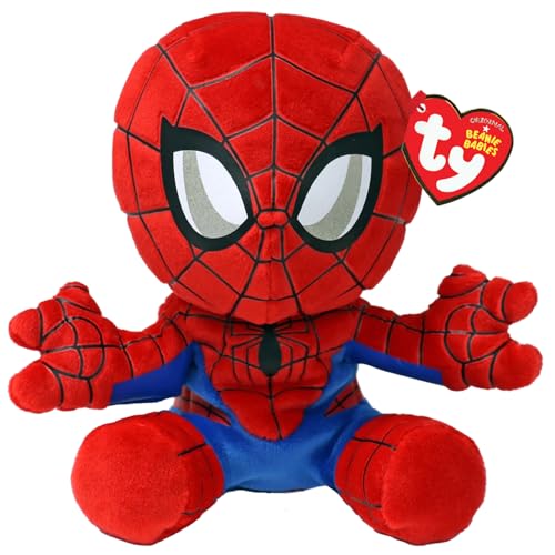TY Spiderman Marvel Avengers Beanie Babies Regular, Licensed Beanie Baby Soft Plush Toy, Collectible Cuddly Stuffed Teddy