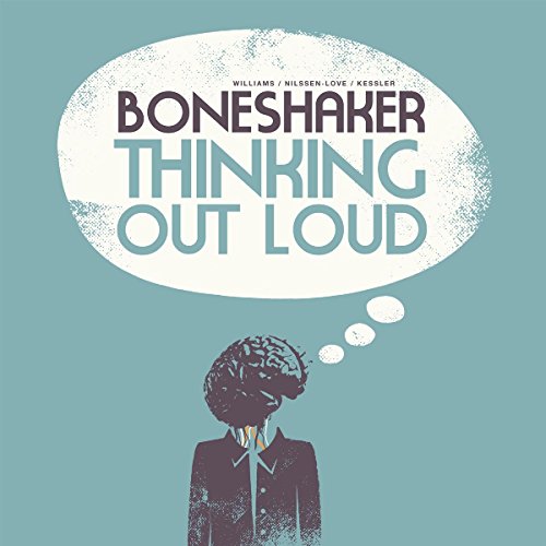 "Album cover with a man in a suit and a thought bubble containing the title."