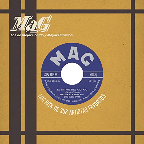 A vinyl record cover featuring a blue label on a brown grid background.