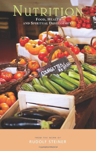 "Book cover with baskets of fresh vegetables and fruits, titled 'Nutrition'."