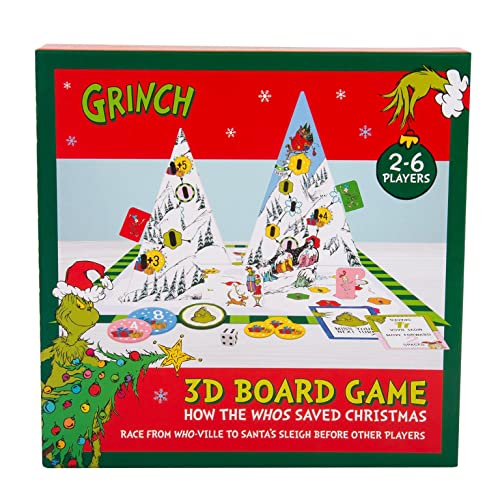The Grinch Board Game. 2-6 Players. Grinch Themed Festive Family Christmas 3D Board Game. Officially Licensed The Grinch Merchandise.