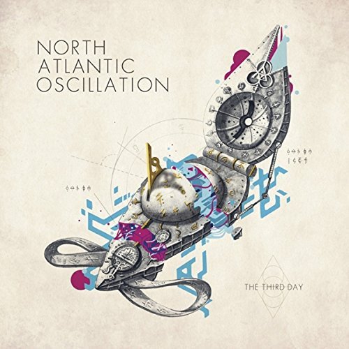 "Album cover featuring a stylized pocket watch with abstract shapes and text."