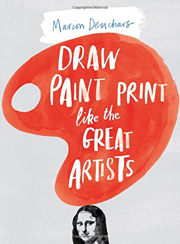 "Book cover featuring a red palette and a sketch of the Mona Lisa."