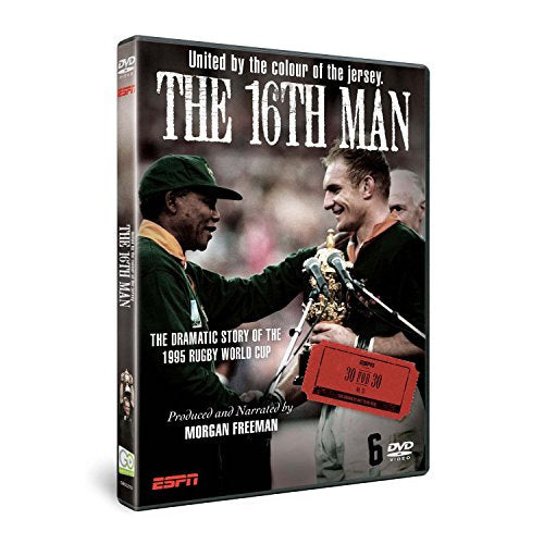 DVD case for "The 16th Man" with rugby players on the cover.