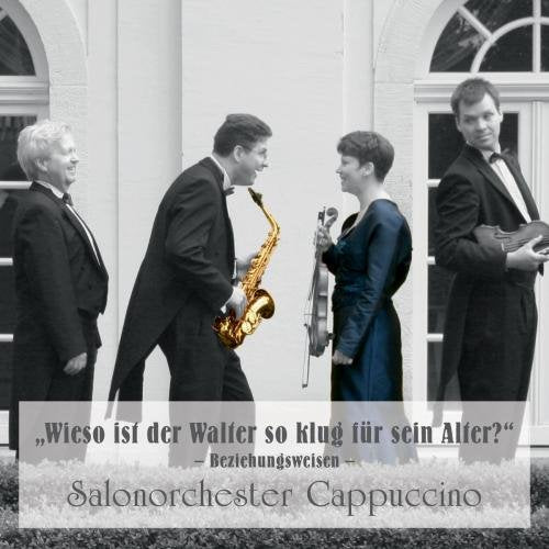 A CD cover featuring a black-and-white image of four musicians in formal attire.