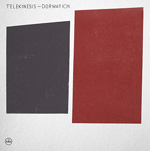 The image shows a vinyl record cover with two rectangles, one black and one red.