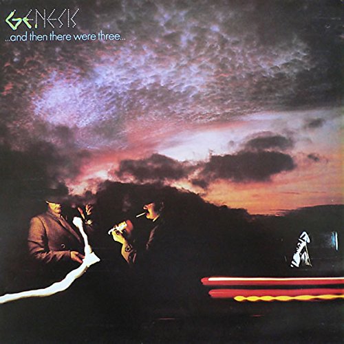 "Album cover featuring three men in silhouette against a cloudy orange sky."