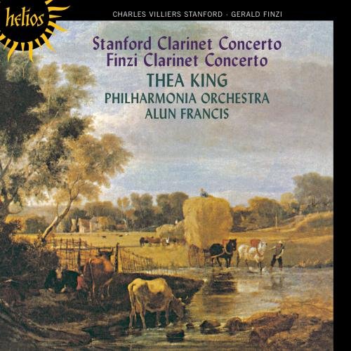 "CD cover with pastoral landscape painting and text describing classical music concertos."