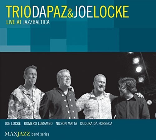 "CD cover with four men in black and white, blue background, and yellow text."