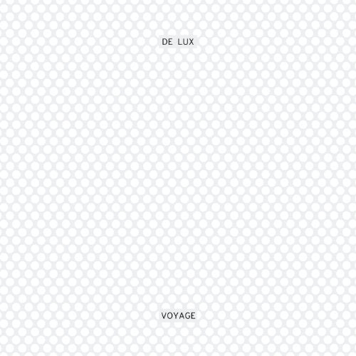 The image is a white square with a faint grey pattern and black text. Alt text: White square with grey dots and "De Lux" and "Voyage" text.
