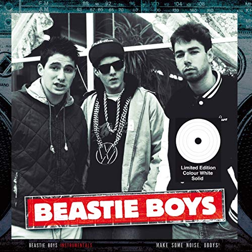 Beastie Boys album cover with three men and a white vinyl record.