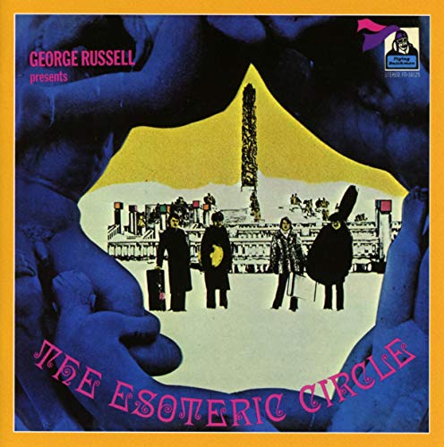 Album cover with blue hands holding a scene of three men.