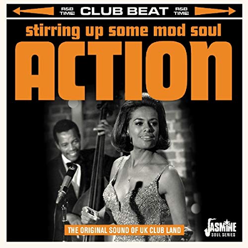 "Album cover with black-and-white singer image and orange text on black background."