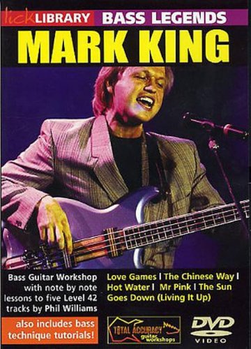 DVD cover featuring Mark King playing a blue bass guitar on stage.