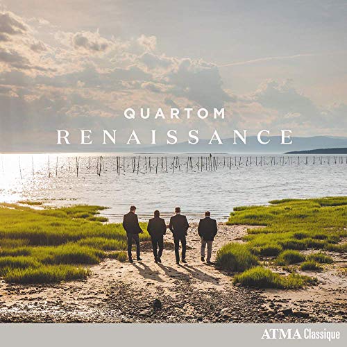 The image depicts a serene scene of four men walking towards a body of water. For accessibility purposes, a concise alt text could be: "Album cover featuring four men walking towards a body of water."