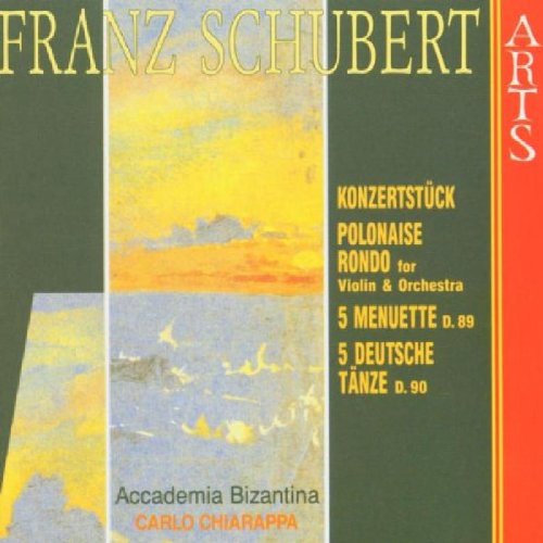 CD case cover with abstract artwork and Franz Schubert's name in yellow text.