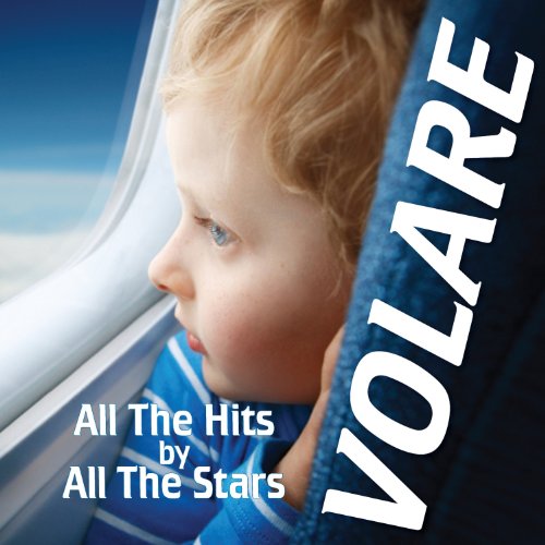 "Album cover with a child looking out an airplane window, 'VOLARE' text on the right."