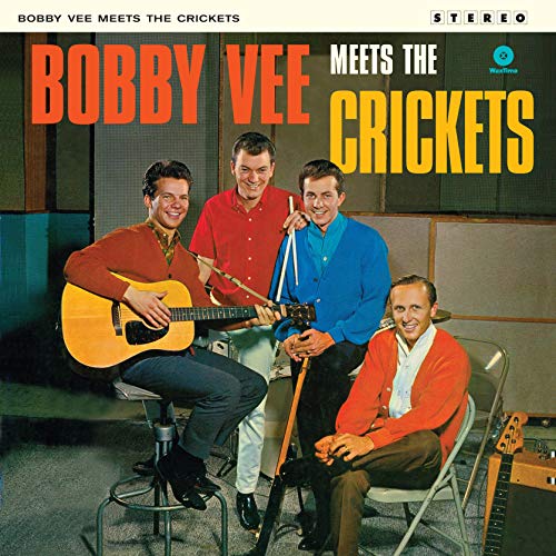 Vinyl album cover featuring four men with guitars, titled "Bobby Vee Meets The Crickets".