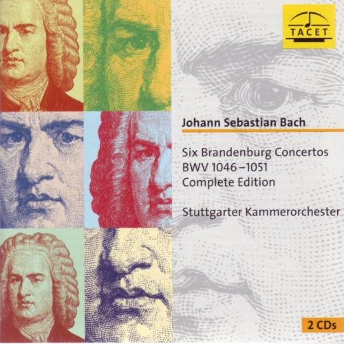 CD cover with multiple portraits of Johann Sebastian Bach in different colors.