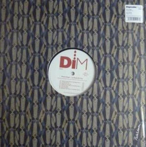 Vinyl record cover with patterned background and white label featuring "DiM" in red text.