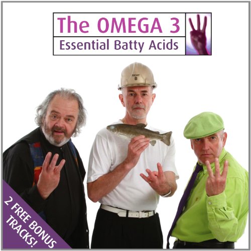 "CD cover featuring three men making hand gestures, one holding a fish."