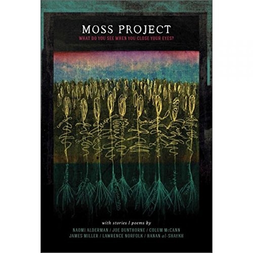 "Album cover with abstract plant illustration, black background, and text listing contributing authors."