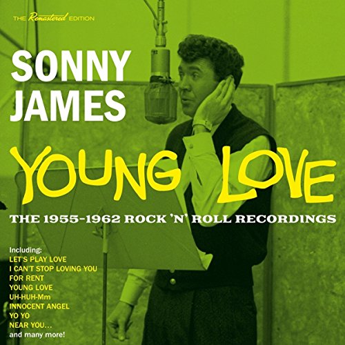 "CD cover with Sonny James in a recording studio, green tint, song titles listed."