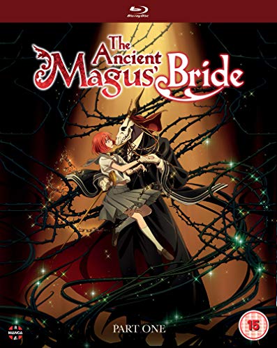 "Blu-ray cover featuring an anime couple surrounded by dark branches and glowing green lights."