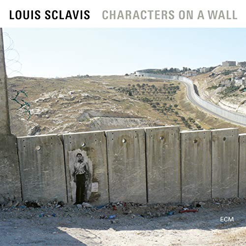 "Louis Sclavis Quartet album cover featuring a stencil of a man on a wall."