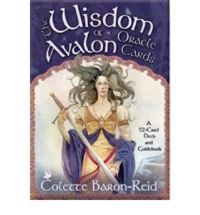 "Woman with flowing hair holds a sword, surrounded by Celtic border on a purple background."