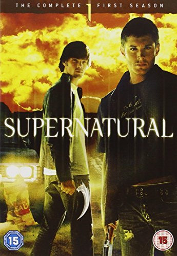 "Two men stand back-to-back on a DVD cover with a fiery background."