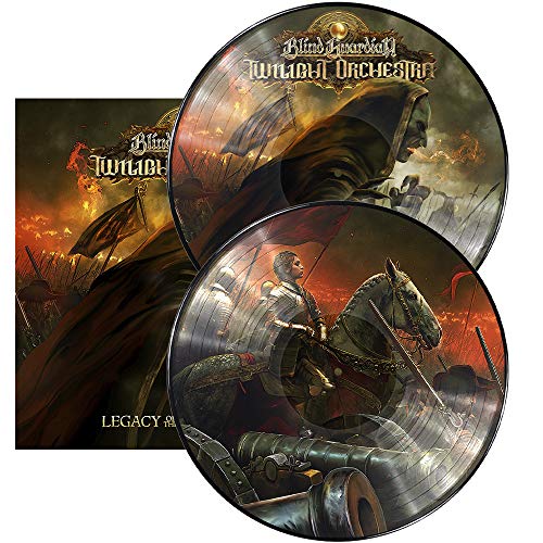 "Vinyl record and cover art featuring medieval battle scene with knight on horseback."