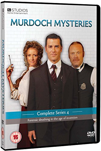 DVD case for "Murdoch Mysteries" series 4, featuring three main characters on the cover.