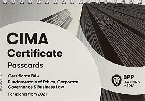 CIMA BA4 Fundamentals of Ethics, Corporate Governance and Business Law: Passcards