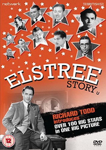 DVD cover for "The Elstree Story" with red background and star-shaped celebrity portraits.