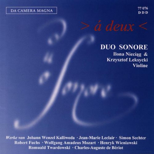 "Blue CD cover with violin image and white and red text."