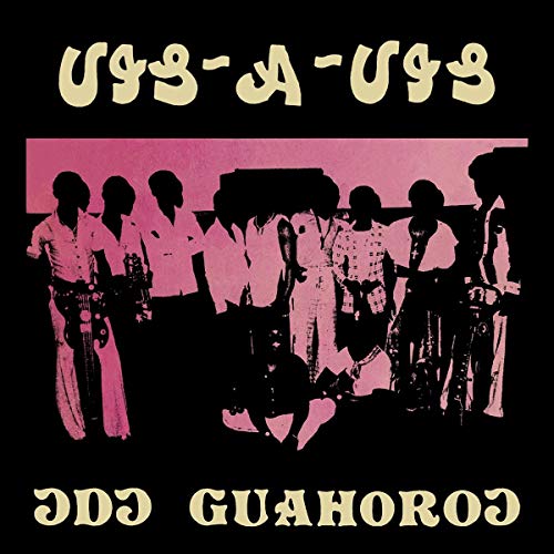 Vinyl album cover with silhouetted musicians on a pink and black background.