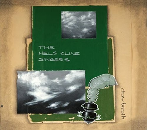 "CD cover with green and beige background, cloudy images, and 'draw breath' text."