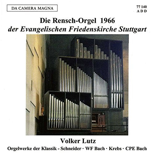 CD cover featuring a large pipe organ with German text overlay.