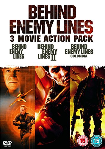 DVD cover for "Behind Enemy Lines" trilogy, featuring three men in tactical gear.