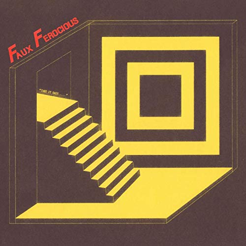 Brown vinyl album cover with yellow stairs and red "Faux Ferocious" text.