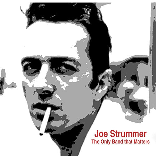A CD cover featuring a stylized black-and-white image of Joe Strummer smoking a cigarette.