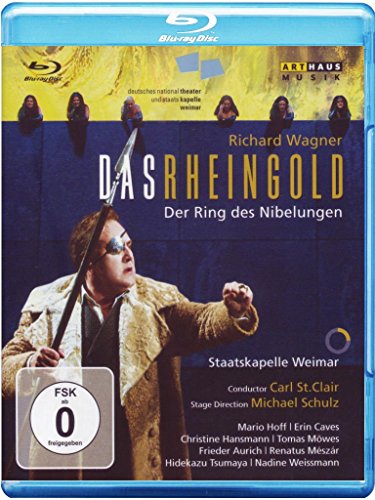 "Blu-ray case with 'Das Rheingold' cover art featuring a man holding a sword."