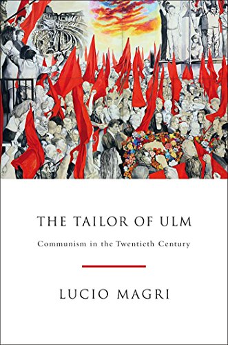 "The Tailor of Ulm" book cover featuring a crowd with red flags and protest scene.