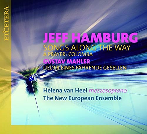 Album cover with abstract blue background, yellow border, and multicolored text.